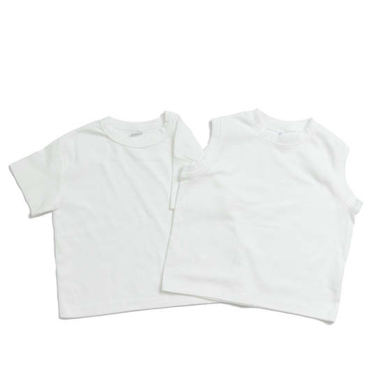 Classic white cotton kids t-shirt & sleeveless- premium quality children's clothing basics