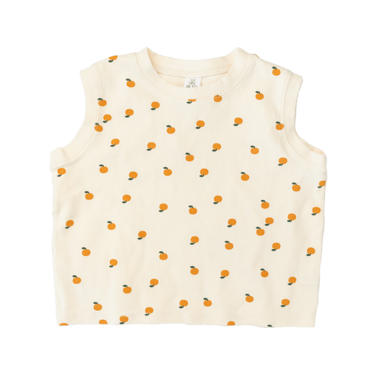 Soft cotton toddler sleeveless shirt in ivory mandarin color - quality children's clothing
