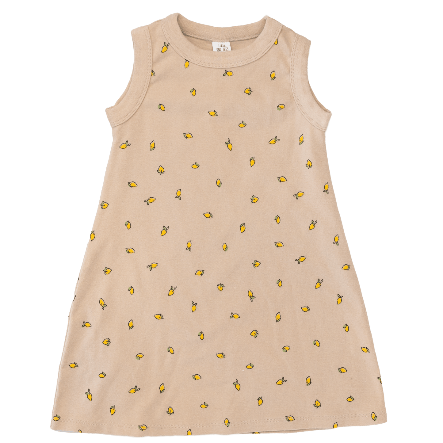 Soft cotton toddler maxi dress in tan with lemon design - premium kids clothing