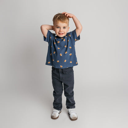3 year old in premium navy fox t-shirt - quality kids clothing for active play