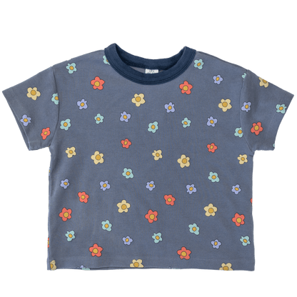 Soft cotton kids t-shirt with blue daisy print - quality children's clothing by Little Love Tees
