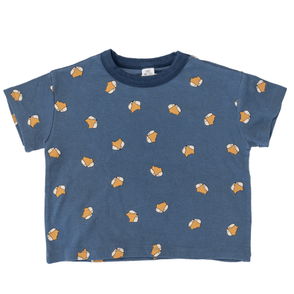 Premium toddler t-shirt in navy blue with fox design - soft cotton kids clothing
