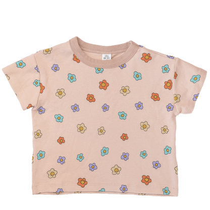 Soft cotton toddler t-shirt in pink with daisy print - boutique children's clothing